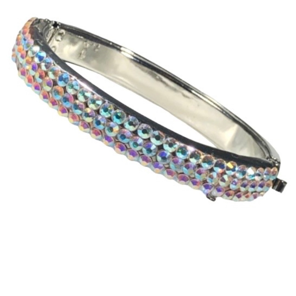 KIRKS FOLLY SILVER TONE & CLEAR AB CRYSTAL BRACELET